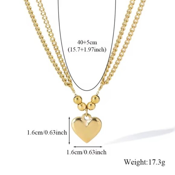 Elegant and Luxurious Heart Love Golden Stainless Steel Necklaces Faded- Free - Picture 11 of 13